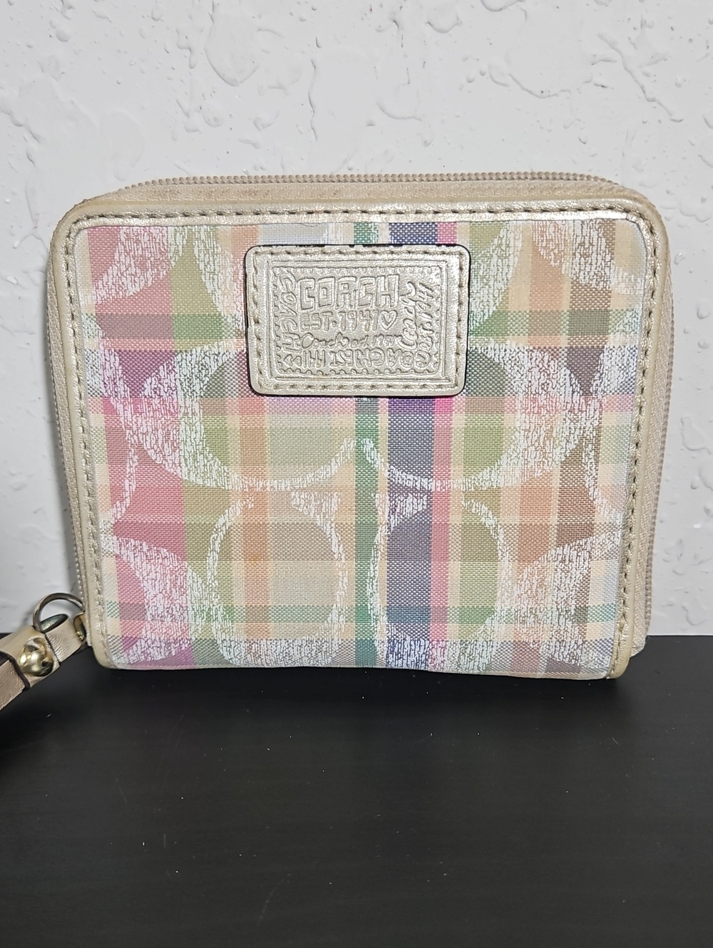 Coach Vintage Y2K Poppy Pastel Plaid Signature C Wristlet Wallet - Picture 2 of 16